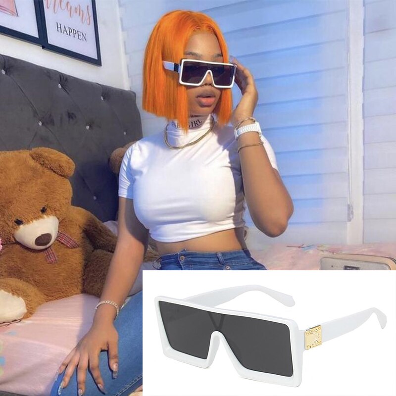 2021 New Vintage White Rectangle Sunglasses Women Luxury Designer Overszie Square Sun Glasses Female Summer Big Frame Eyewear