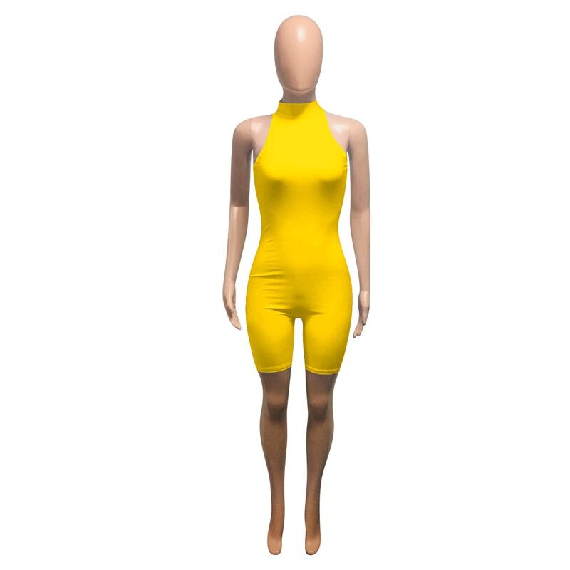 HAOYUAN Sexy Rompers Womens Jumpsuit Biker Shorts 2020 Summer Clothes Ladies One Piece Body Overalls Sleeveless Bodycon Playsuit
