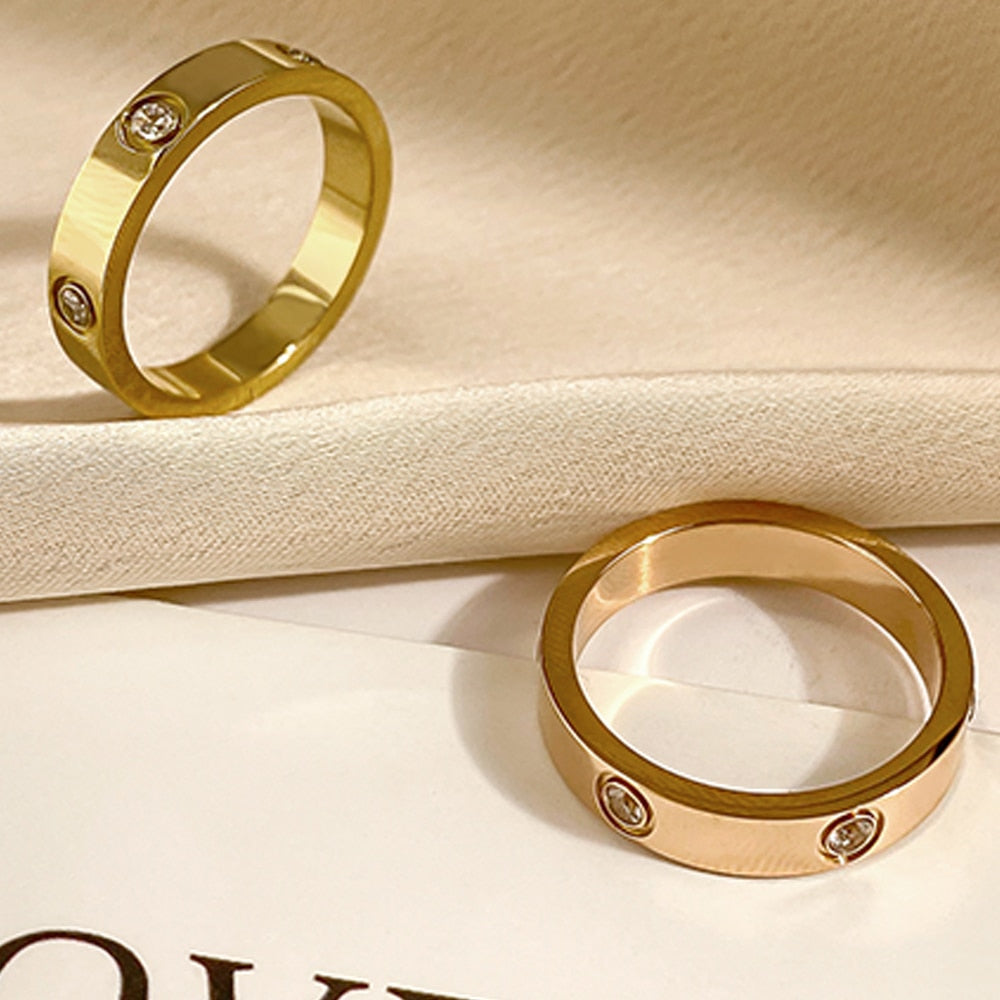 2021 Hot Stainless Steel Crystal Rings for Women Fashion Titanium Bague Femme Wedding Engagement Ring Lover Luxury Brand Jewelry
