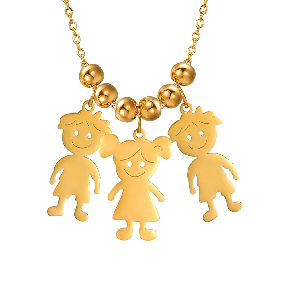 Lemegeton Personalized Custom Name Children Necklace For Women Stainless Steel Engraved Family Necklaces Kids Mother Jewelry