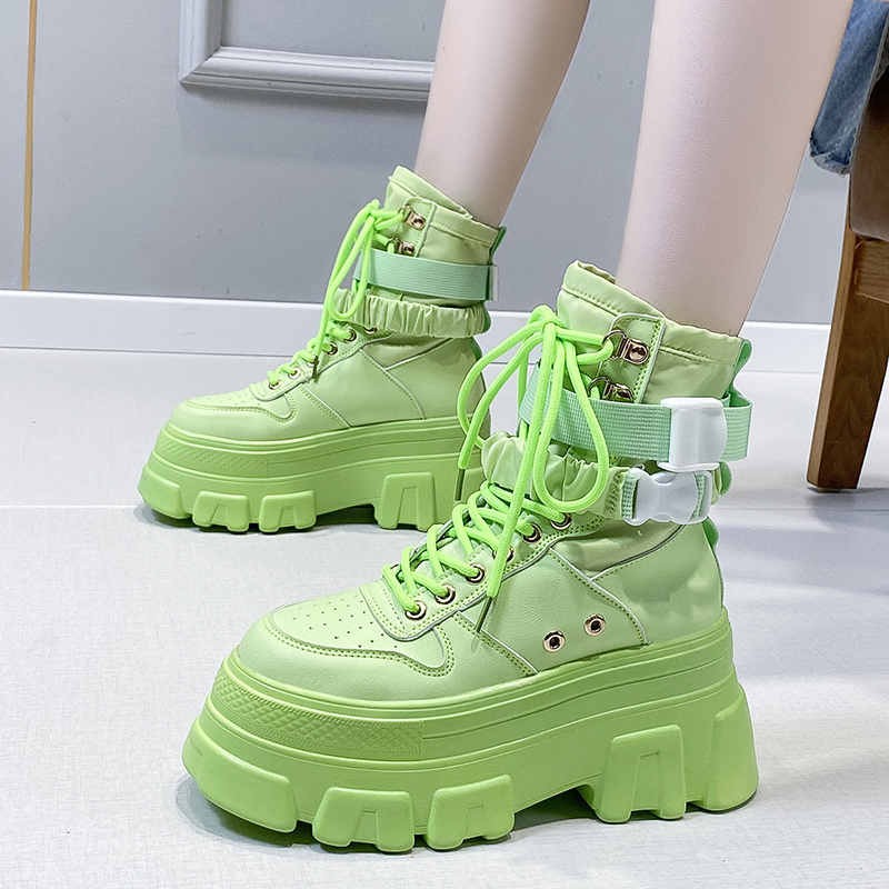 2022 Women's Height-increasing Thick-soled Boots Wedge Heel Lace-up Decorative Women's Shoes Fashion Winter Women's Boots