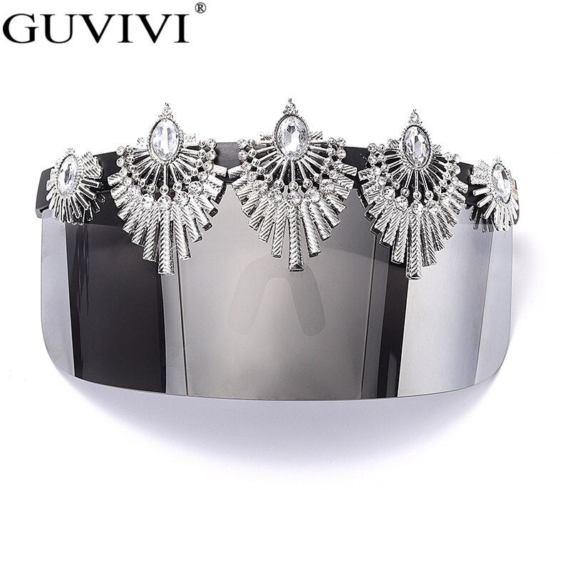 Luxury Brand Goggle Sunglasses Women 2020 One Piece Diamond Sunglasses Rhinestone Sunglasses Mask Men Eyewear Oversized Mirror