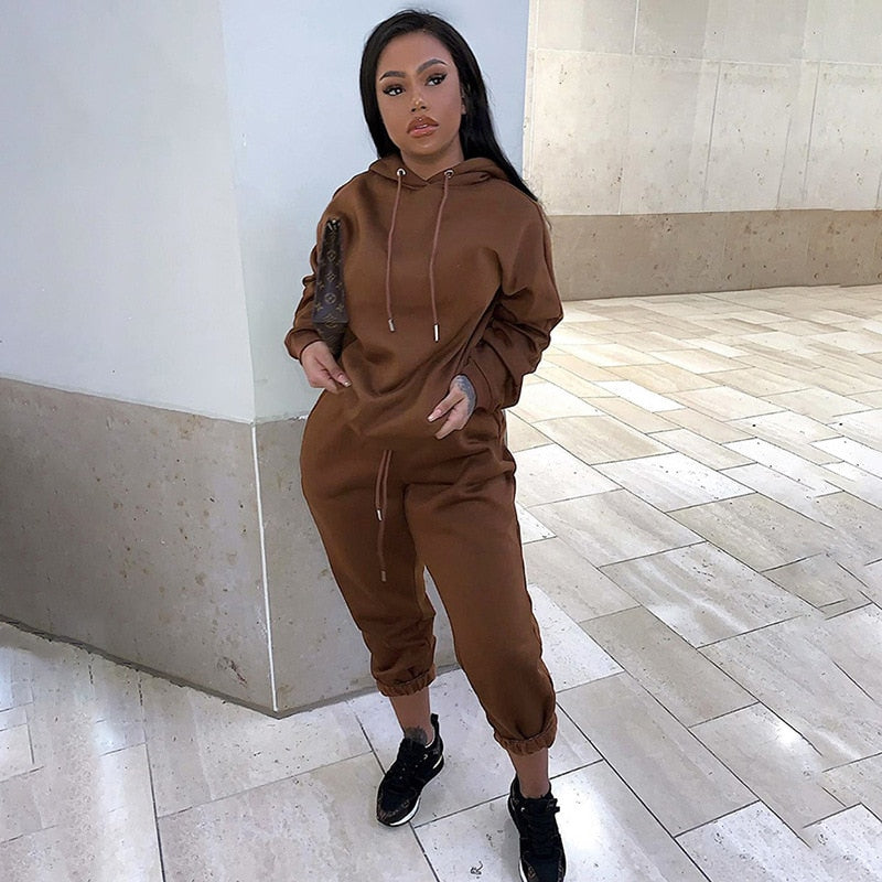 2021 Winter Fashion Outfits for Women Tracksuit Hoodies Sweatshirt and Sweatpants Casual Sports 2 Piece Set