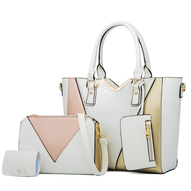 Casual Pu Leather Women Pu Leather Handbags Tote Bags Large Capacity 4 Pieces Set Messenger Bag High Quality Female Shoulder Bag