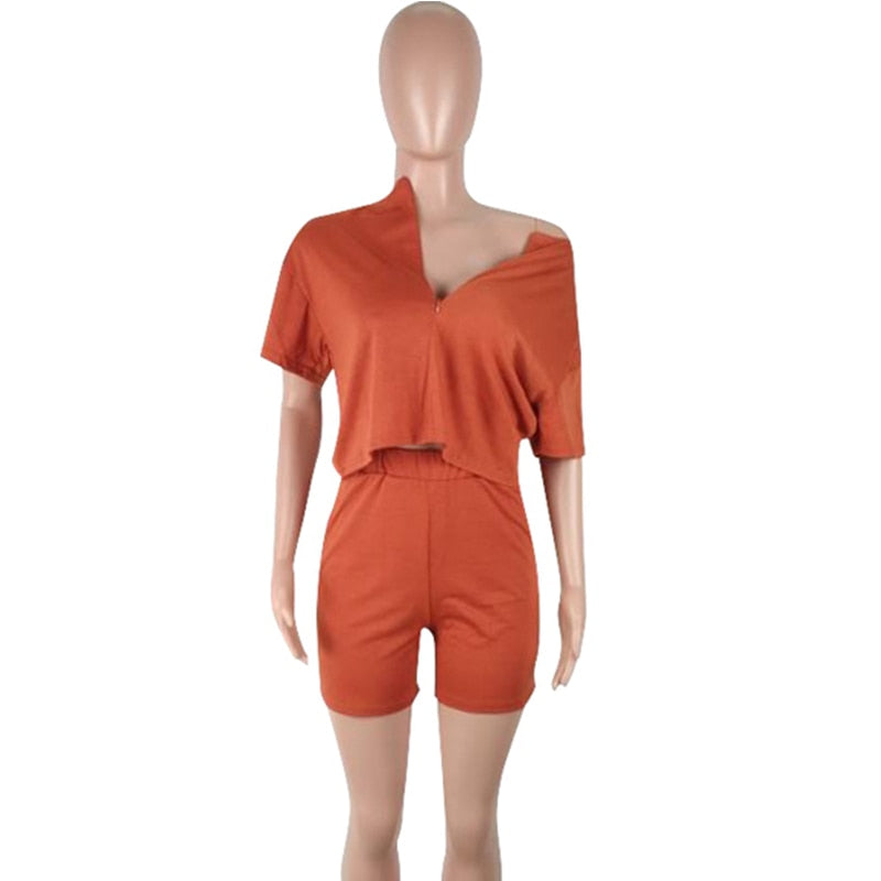 Plus Size Two Piece Set Women Clothes 2020 Casual Tracksuit Crop Top Biker Shorts Set Lounge Wear Matching Sets 2 Piece Outfits