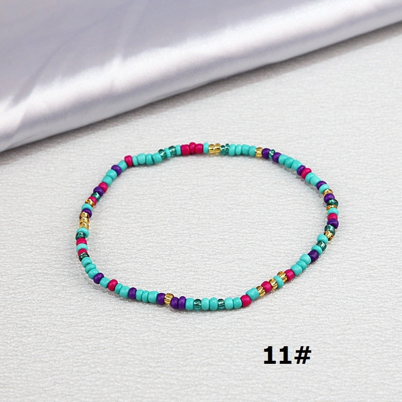 Color Rice Beads Ankle Bracelet Bohemian Mixed Irregular Beads anklets for Women Leg Bracelet Beach seaside Foot Fashion Jewelry