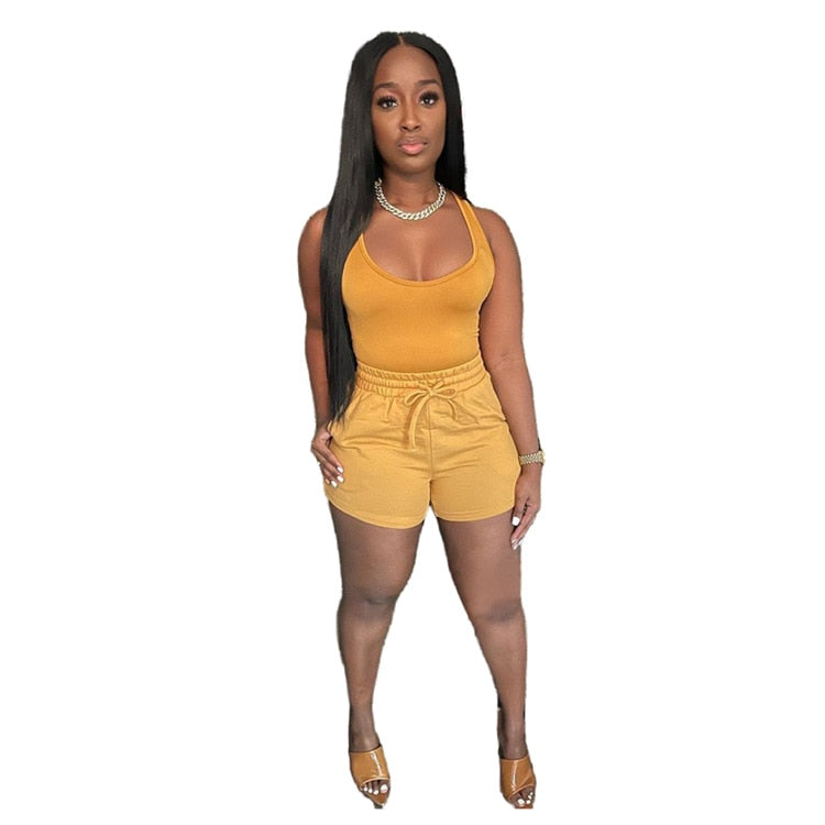 Summer Sleeveless Tank Top Shorts Set Two Piece Set Womens Outifits Jogger Suit Tracksuit Women Casual Party Club 2pcs Outfits