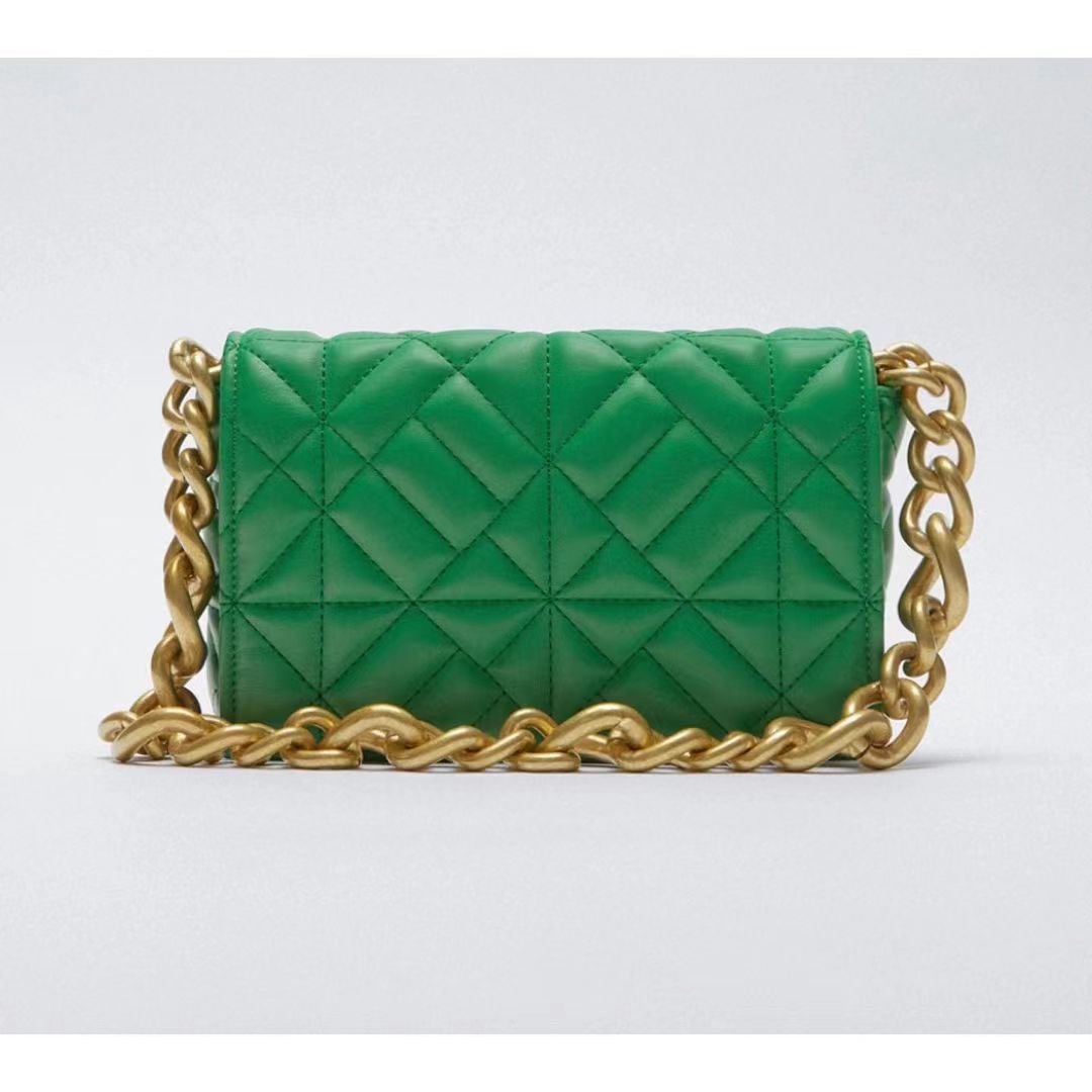 Women Diamond Lattice PU Messenger Bags Metal Chains Crossbody Hand Bag Causal Tote Flap Bag for zara woman Shoulder Bag