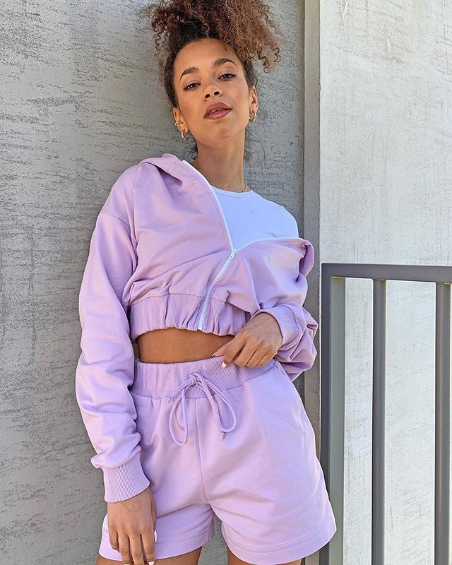 Autumn New Fashion 2Pcs Sports Clothing Suit Casual Womens Girls Zipper Sweater Hoodie Long Sleeve Hoodies+High Wait Shorts Sets