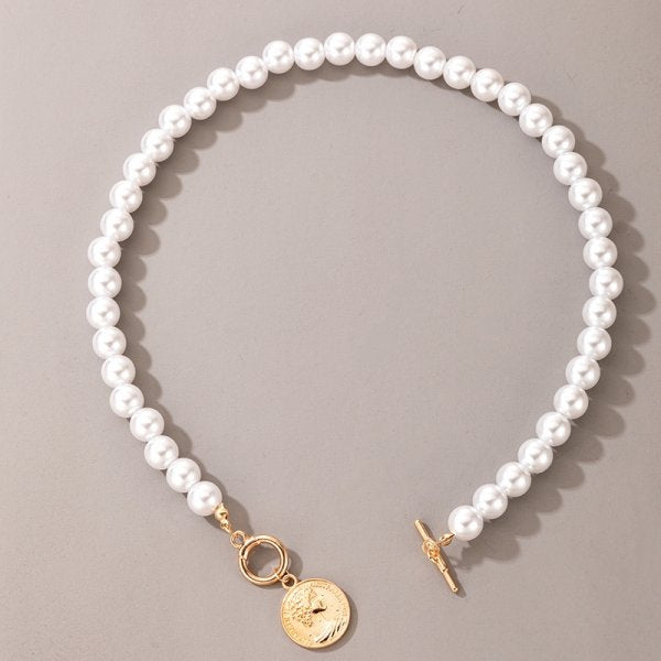 Elegant Big White Imitation Pearl Beads Choker Clavicle Chain Necklace For Women Wedding Jewelry Collar 2021 New