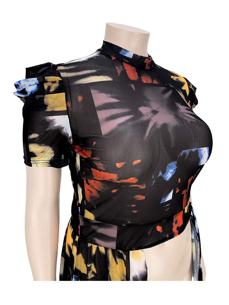 Long Button Up Shirt Dress Women Plus Size Clothing Club Wear Mesh Transparent Blouse Shirt Sexy Top Wholesale Bulk Dropshipping