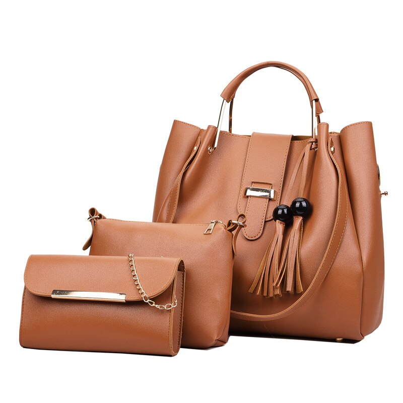 SGARR Women Bags Handbags Women Famous Brands Ladies PU Leather Messenger Bags Fashion 3 Pieces Sets Composite Bag Tassel Tote