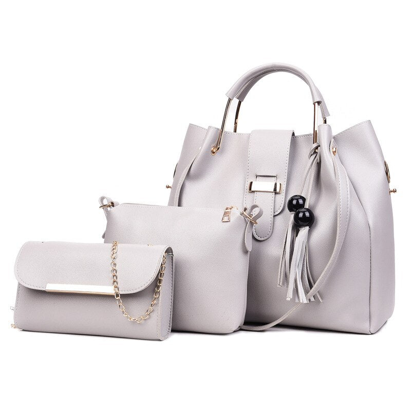 SGARR Women Bags Handbags Women Famous Brands Ladies PU Leather Messenger Bags Fashion 3 Pieces Sets Composite Bag Tassel Tote