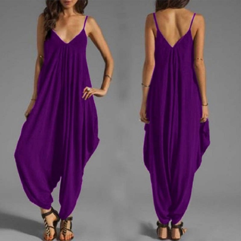 Harem Romper One-piece Jumpsuits Overalls Womens One-piece Playsuits Spaghetti Strap Sexy Deep V-Neck 8 Sizes