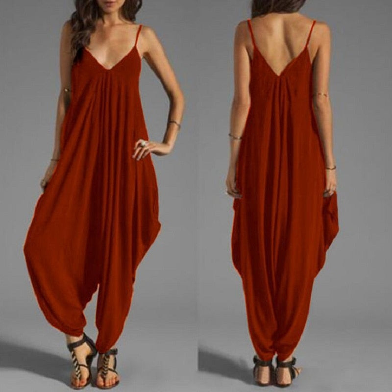 Harem Romper One-piece Jumpsuits Overalls Womens One-piece Playsuits Spaghetti Strap Sexy Deep V-Neck 8 Sizes