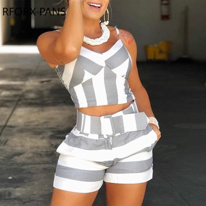 Colorblock Striped Cami Top &amp; Short Sets