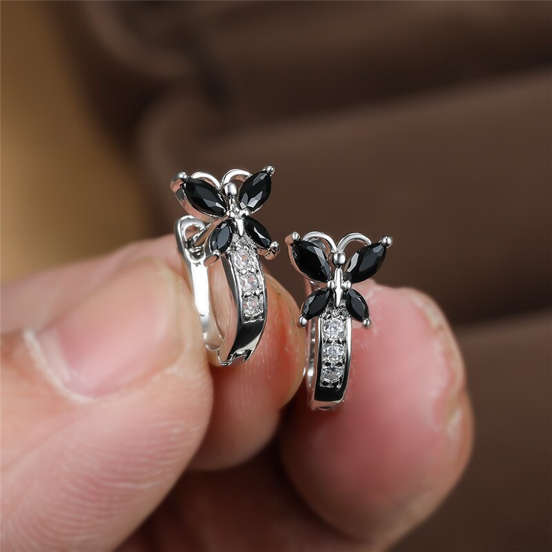 Blaike Cute Butterfly Hoop Earrings For Women AAA Zircon Gold Earring Charming Female Wedding Party Jewelry Birthday Gifts