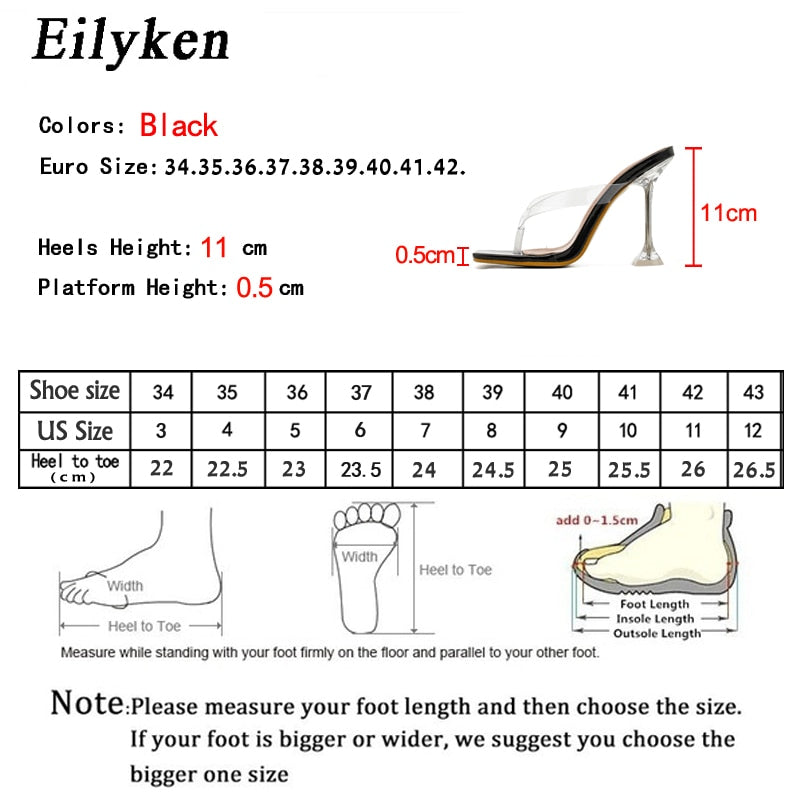 Eilyken 2022 New Designer Transparent Female Slippers Women Perspex High heels Summer Party Ladies Clear Flip flops shoes
