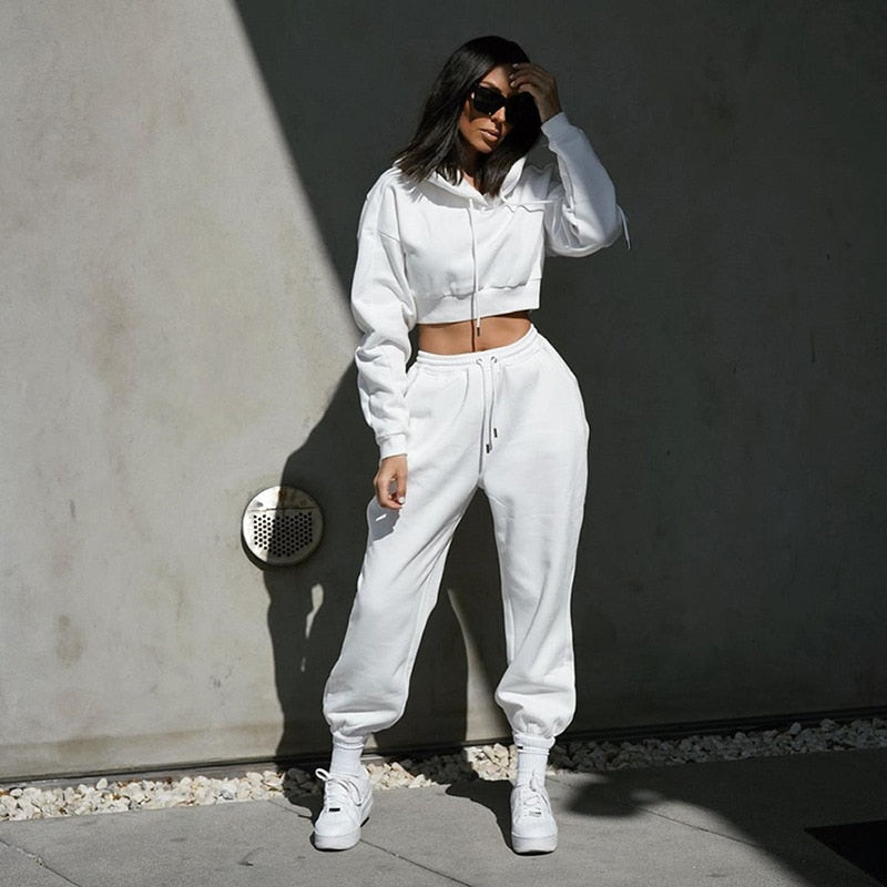 2021 Winter Fashion Outfits for Women Tracksuit Hoodies Sweatshirt and Sweatpants Casual Sports 2 Piece Set