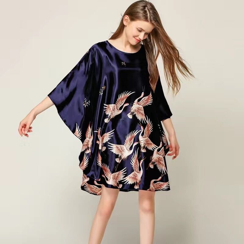 Plus Size Black Women's Summer Lounge Robe Lady New Sexy Home Dress Rayon Nightgown Large Loose Sleepwear Bathrobe Gown S002-B