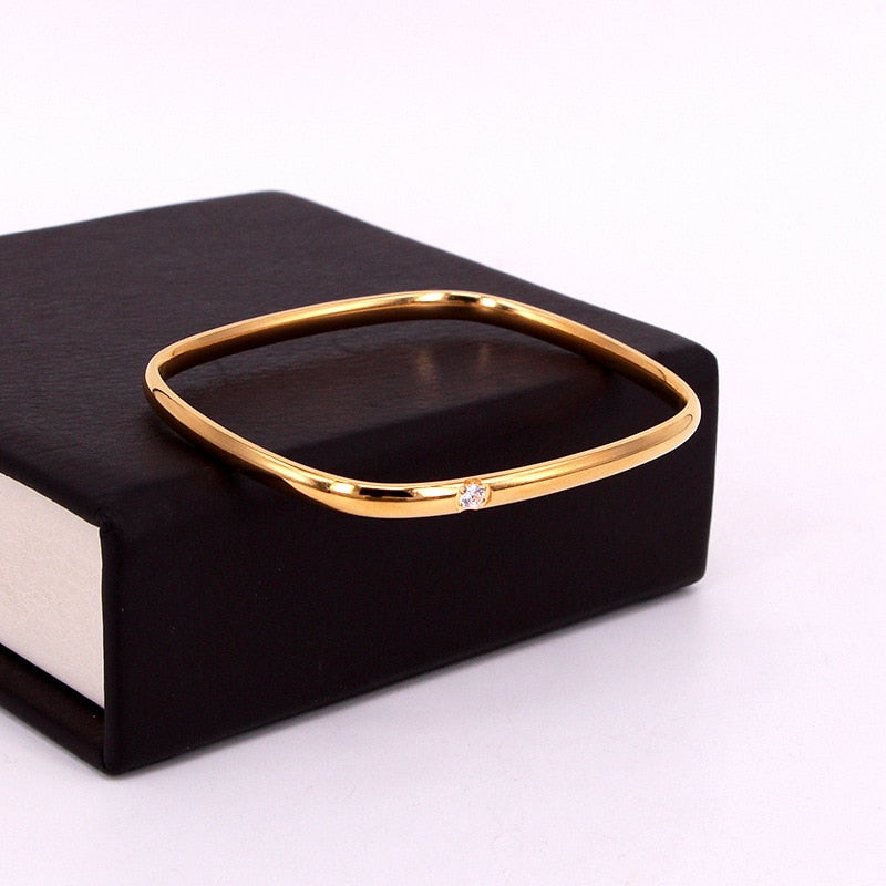 2021 New Arrival Stainless Steel Crystal Bangle Women Bracelets Luxury Brand Gold Plated Wedding Jewelry Free Shipping B71