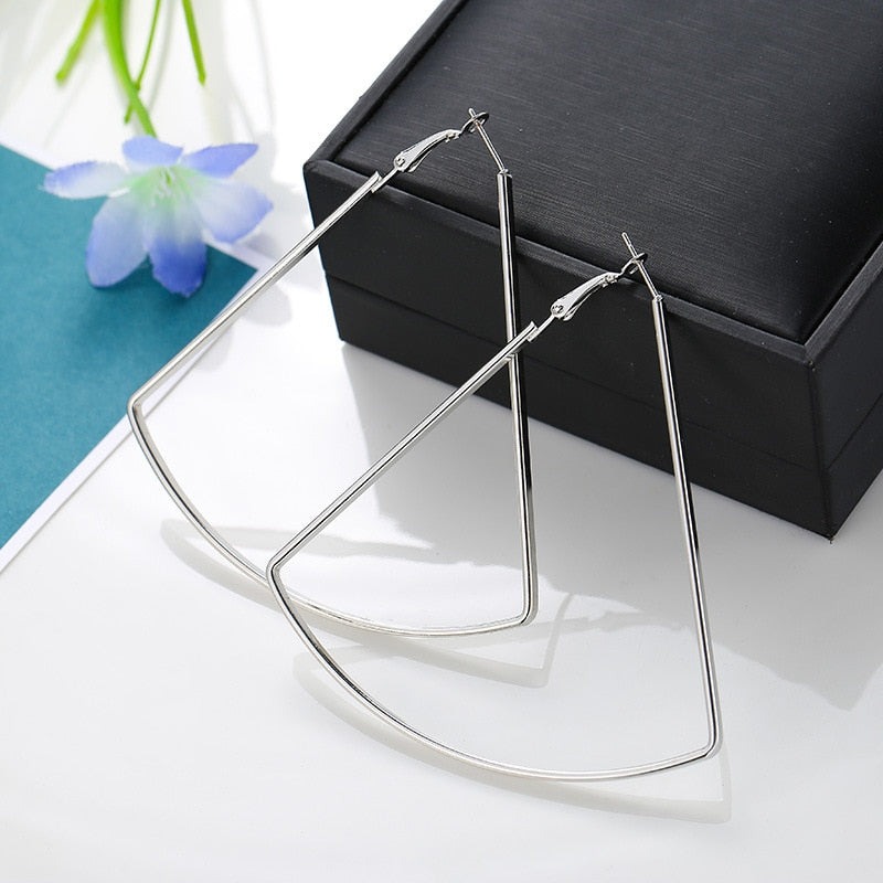 BLIJERY Trendy Oversize Geometric Big Hoop Earrings For Women Basketball Brincos Exaggerated Large Square Earrings Punk Jewelry