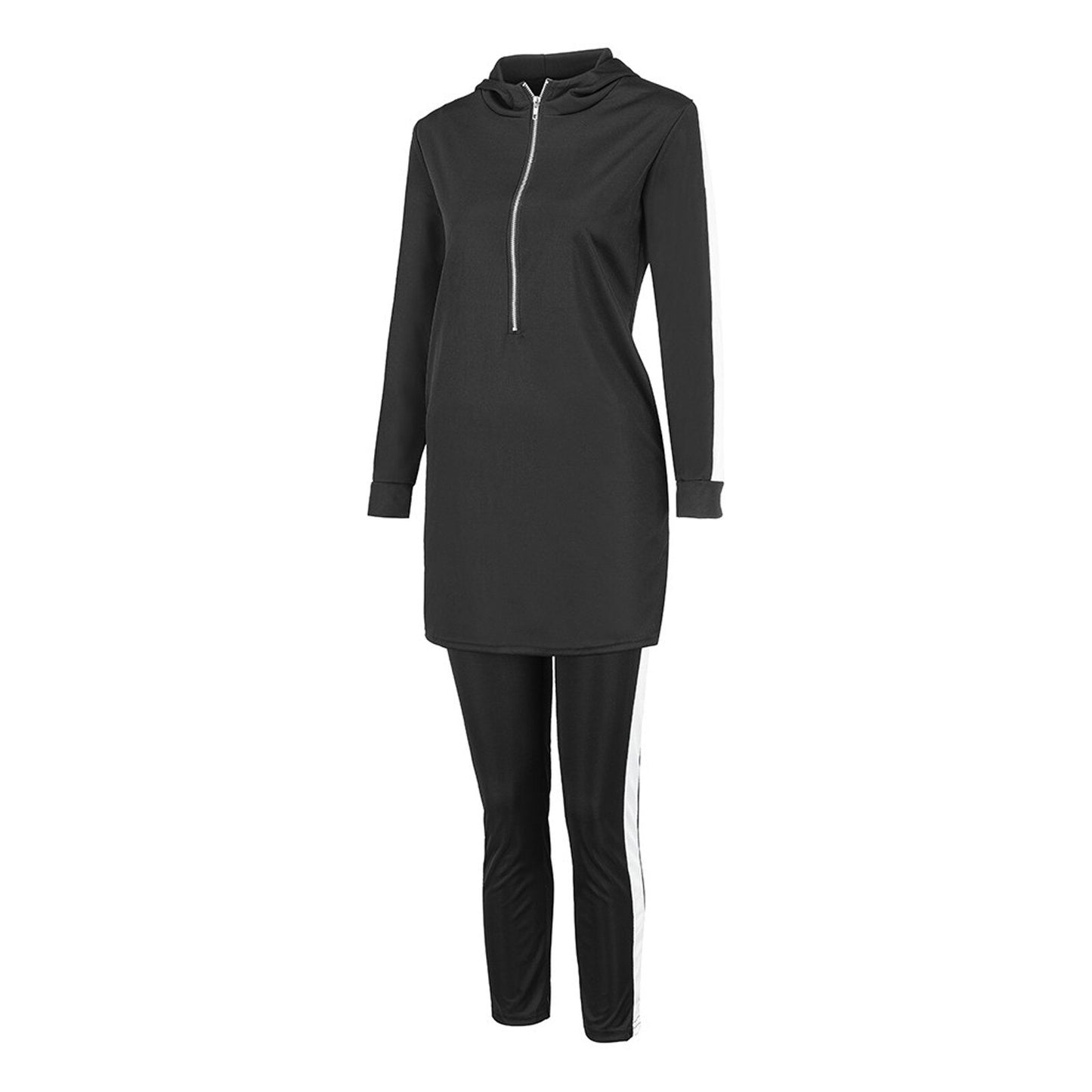 Ropa Mujer 2PC Women Long Sleeve Split Sweatshirt Set Casual Homewear Suit Long Hooded Pullover Tops+Trousers Sportswear Outfit