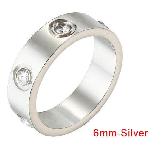 2021 Hot Stainless Steel Crystal Rings for Women Fashion Titanium Bague Femme Wedding Engagement Ring Lover Luxury Brand Jewelry