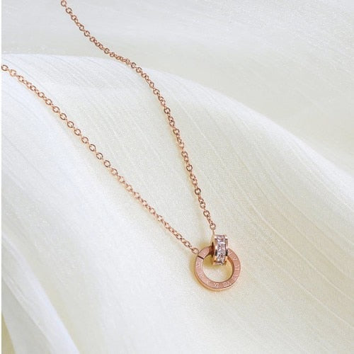 2021 Fashion Jewelry Luxury Gold Color Roman Hanging Numeral Choker Necklace For Women Party Stainless Steel Pendants Necklace