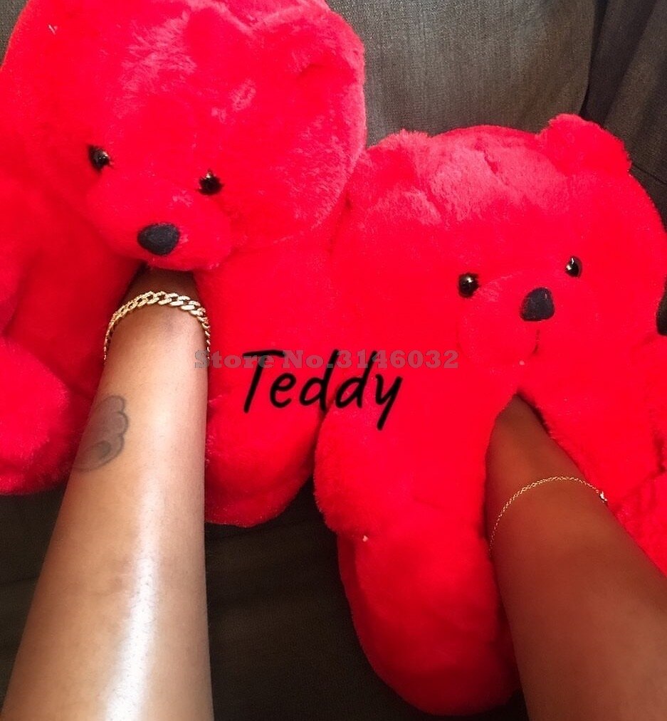 Winter Warm House Shoes Women Teddy Bear Slippers Anti-slip Soft Home Indoor Slipper Ladies Cute Cartoon Funny Slippers Ladies