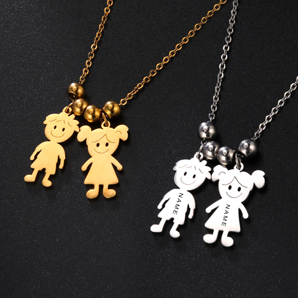 Lemegeton Personalized Custom Name Children Necklace For Women Stainless Steel Engraved Family Necklaces Kids Mother Jewelry