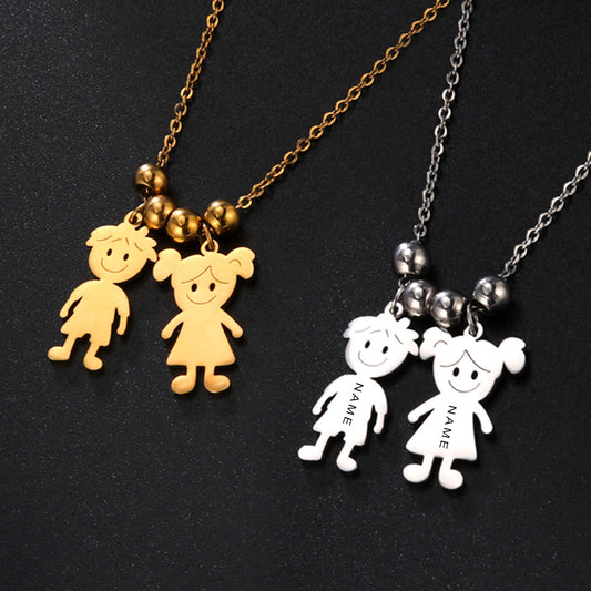 Lemegeton Personalized Custom Name Children Necklace For Women Stainless Steel Engraved Family Necklaces Kids Mother Jewelry
