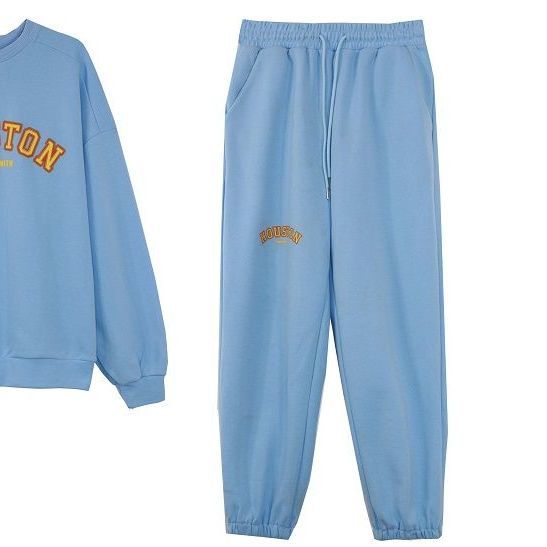 Fashion leisure sports suit women 2021 spring and autumn new American hip-hop style loose sweater and trousers two-piece suit