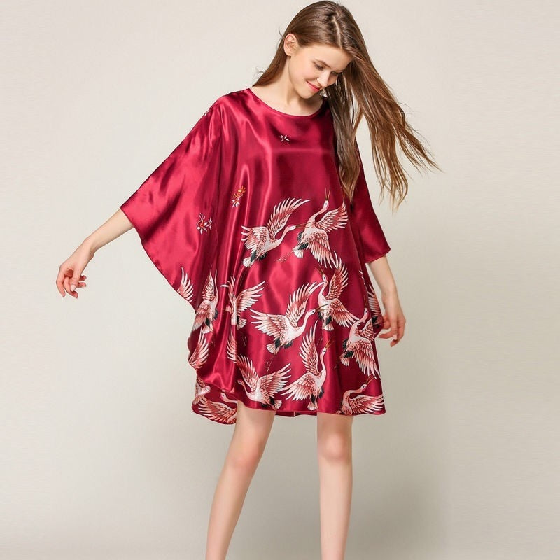 Plus Size Black Women's Summer Lounge Robe Lady New Sexy Home Dress Rayon Nightgown Large Loose Sleepwear Bathrobe Gown S002-B