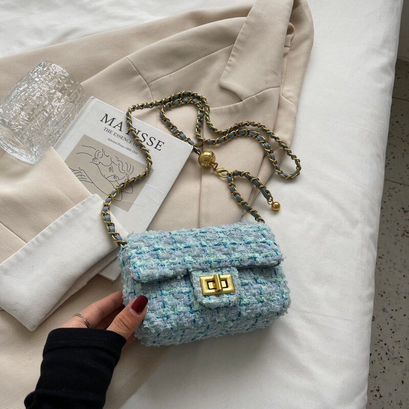 Cute Mini Woolen Shoulder Bag Design Branded Women Handbag Chain Fashion Crossbody Bag 2022 Hit Winter New Party Clutch