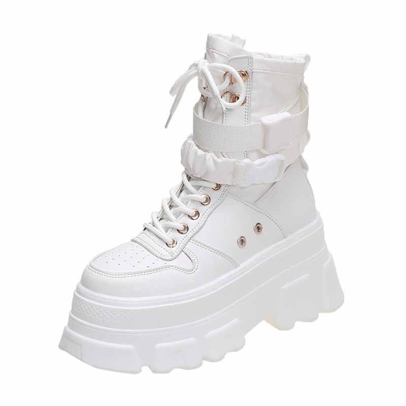2022 Women's Height-increasing Thick-soled Boots Wedge Heel Lace-up Decorative Women's Shoes Fashion Winter Women's Boots