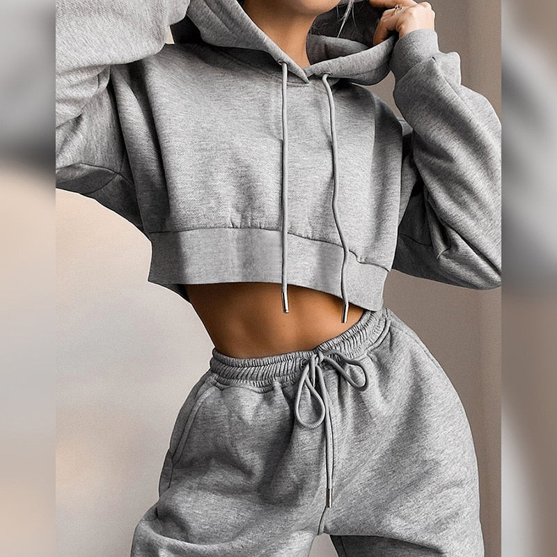 2021 Winter Fashion Outfits for Women Tracksuit Hoodies Sweatshirt and Sweatpants Casual Sports 2 Piece Set