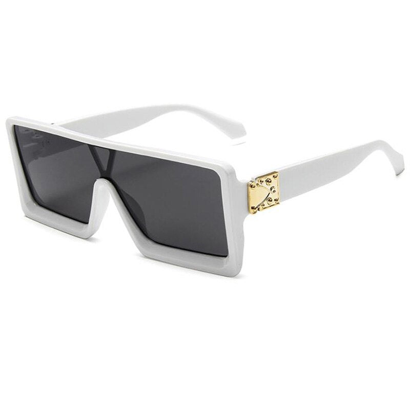 2021 New Vintage White Rectangle Sunglasses Women Luxury Designer Overszie Square Sun Glasses Female Summer Big Frame Eyewear
