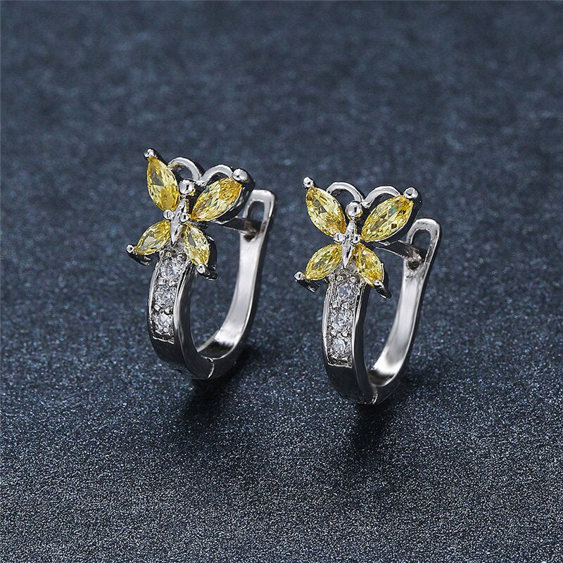 Blaike Cute Butterfly Hoop Earrings For Women AAA Zircon Gold Earring Charming Female Wedding Party Jewelry Birthday Gifts