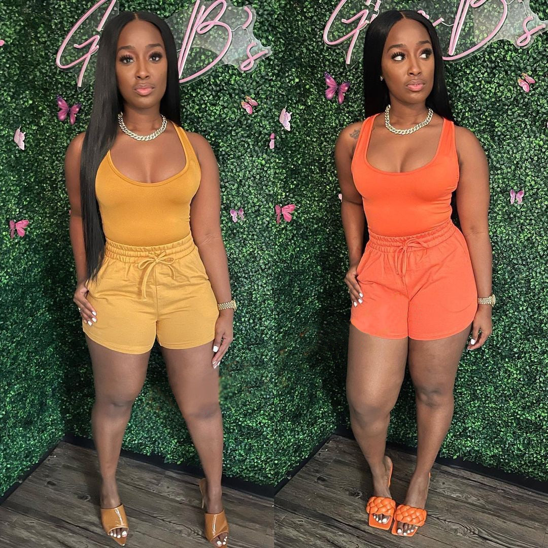 Summer Sleeveless Tank Top Shorts Set Two Piece Set Womens Outifits Jogger Suit Tracksuit Women Casual Party Club 2pcs Outfits