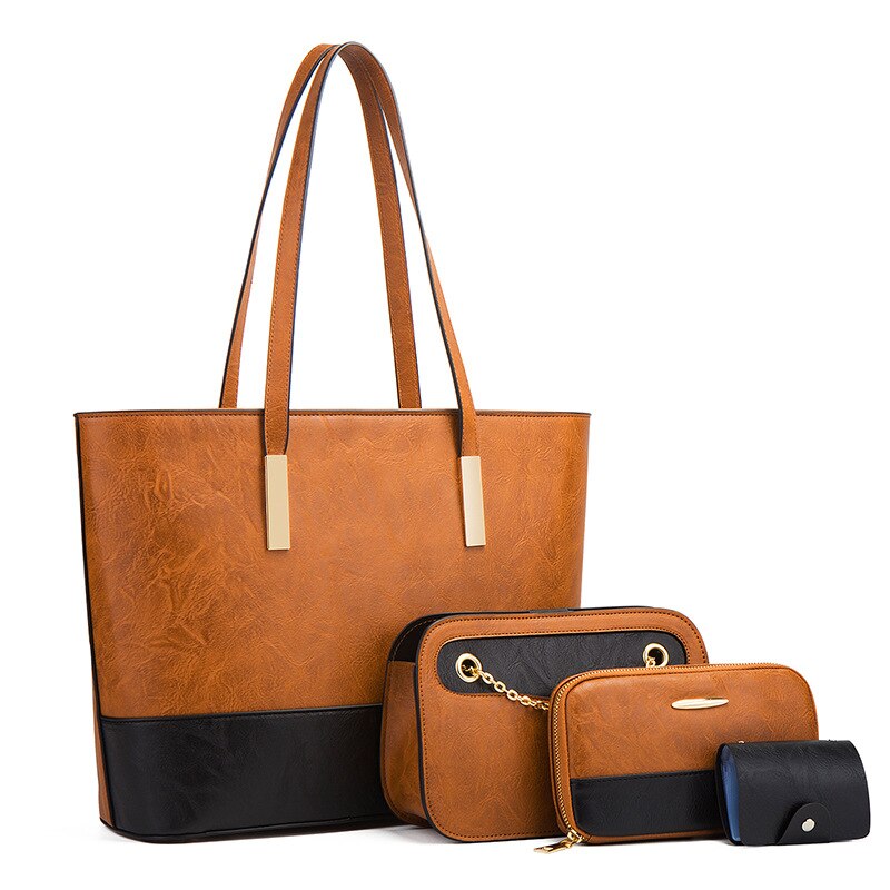 Fashion Pu Leather Women Handbags High Quality Ladies 4 Pieces Set Shoulder Messenger Bags Designer Female Tote Crossbody Bag