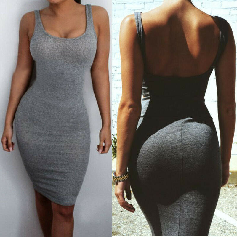 Sexy Lady Womens Ladies Strap Sleeveless Stretch Strappy Bodycon Midi Dress Sundress Party Suit Bikini Cover Up