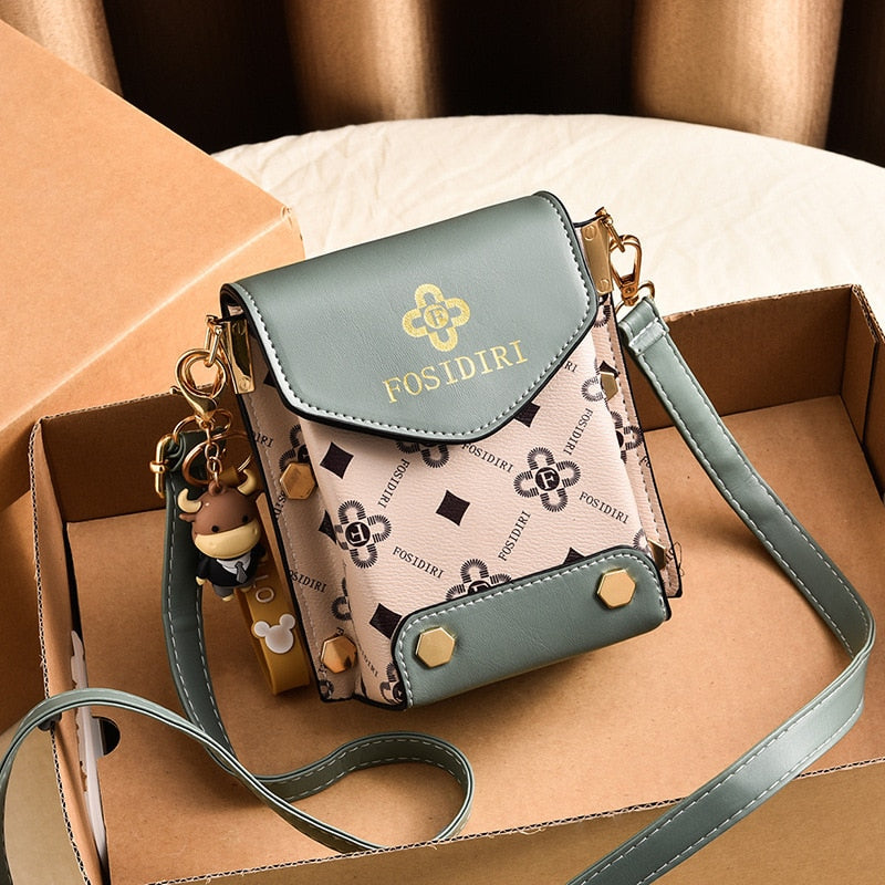 Fashion Women Pattern Shoulder Bag Hardware Chain Strap Color Block Messenger Handbag Composite Cross Body Bag