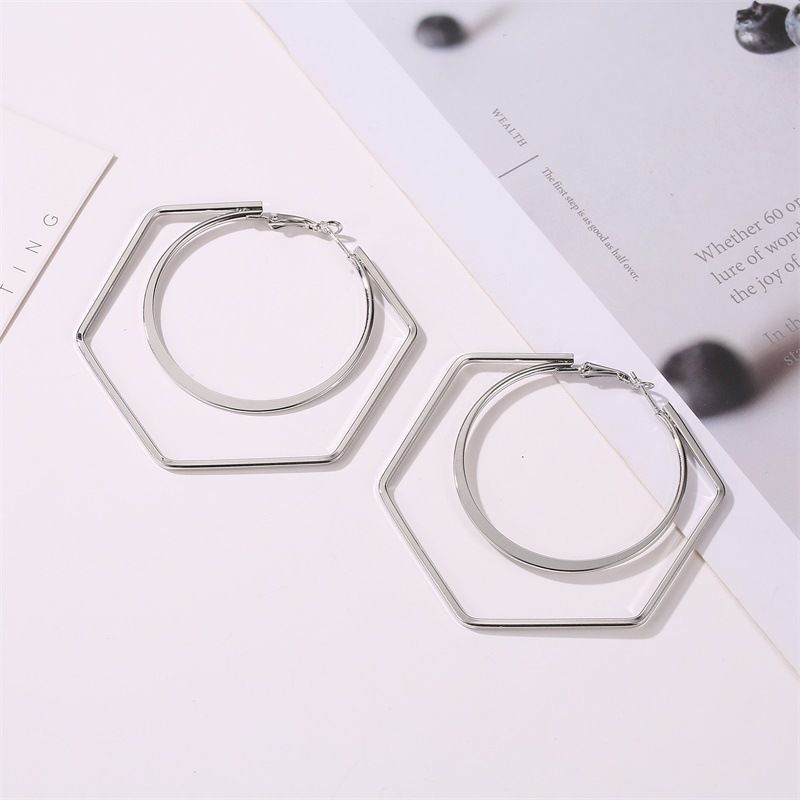 BLIJERY Trendy Oversize Geometric Big Hoop Earrings For Women Basketball Brincos Exaggerated Large Square Earrings Punk Jewelry