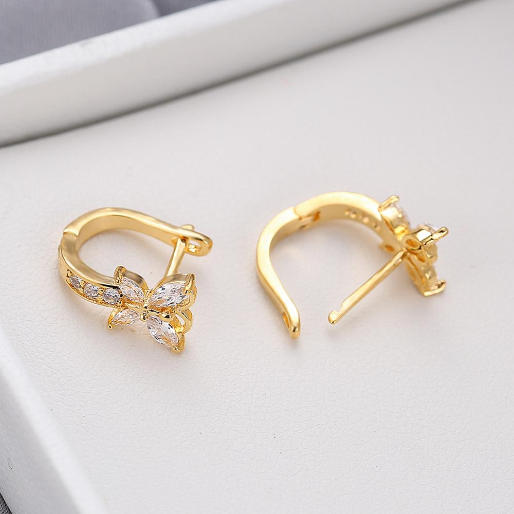 Blaike Cute Butterfly Hoop Earrings For Women AAA Zircon Gold Earring Charming Female Wedding Party Jewelry Birthday Gifts