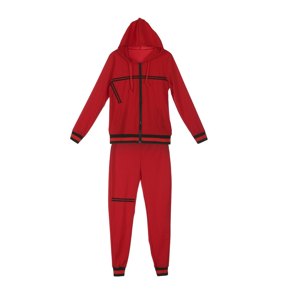 2021 Autumn Women's Sportswear 2pcs Women's Hooded Long Sleeve Zip Crop Tops Long Pants Trousers Loose Casual Clothes Set
