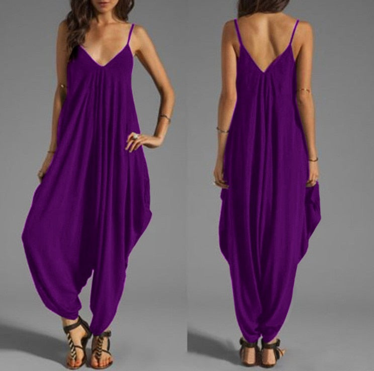 Harem Romper One-piece Jumpsuits Overalls Womens One-piece Playsuits Spaghetti Strap Sexy Deep V-Neck 8 Sizes