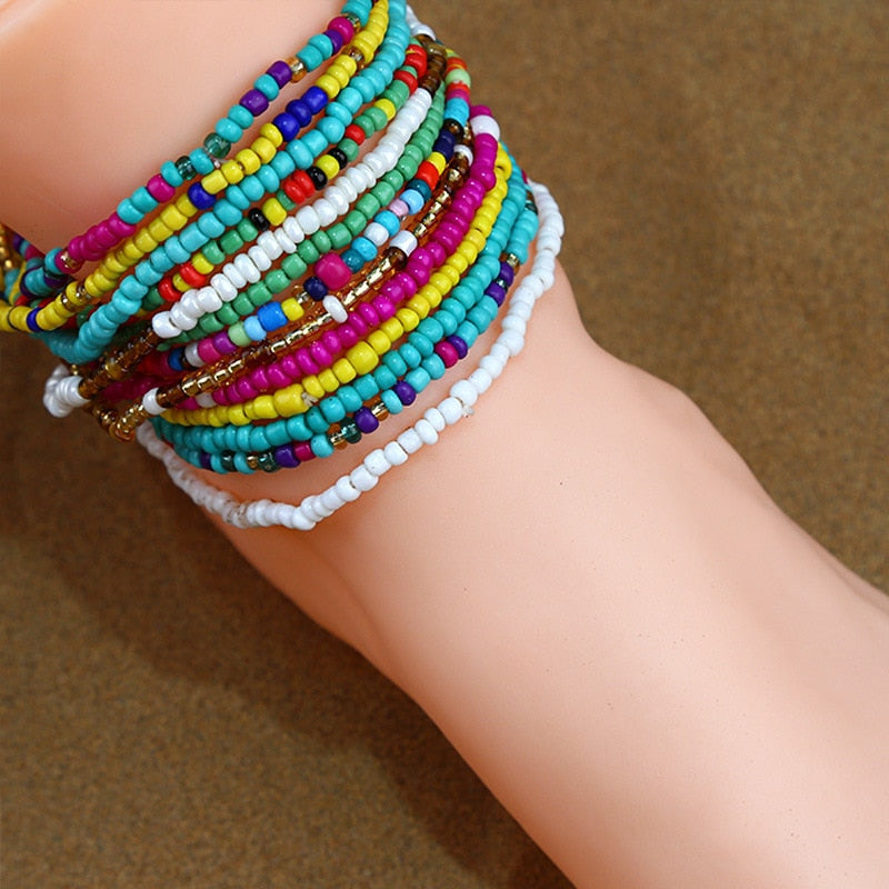 Color Rice Beads Ankle Bracelet Bohemian Mixed Irregular Beads anklets for Women Leg Bracelet Beach seaside Foot Fashion Jewelry