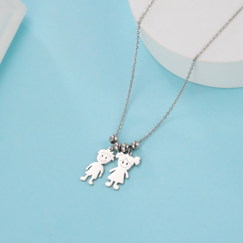 Lemegeton Personalized Custom Name Children Necklace For Women Stainless Steel Engraved Family Necklaces Kids Mother Jewelry