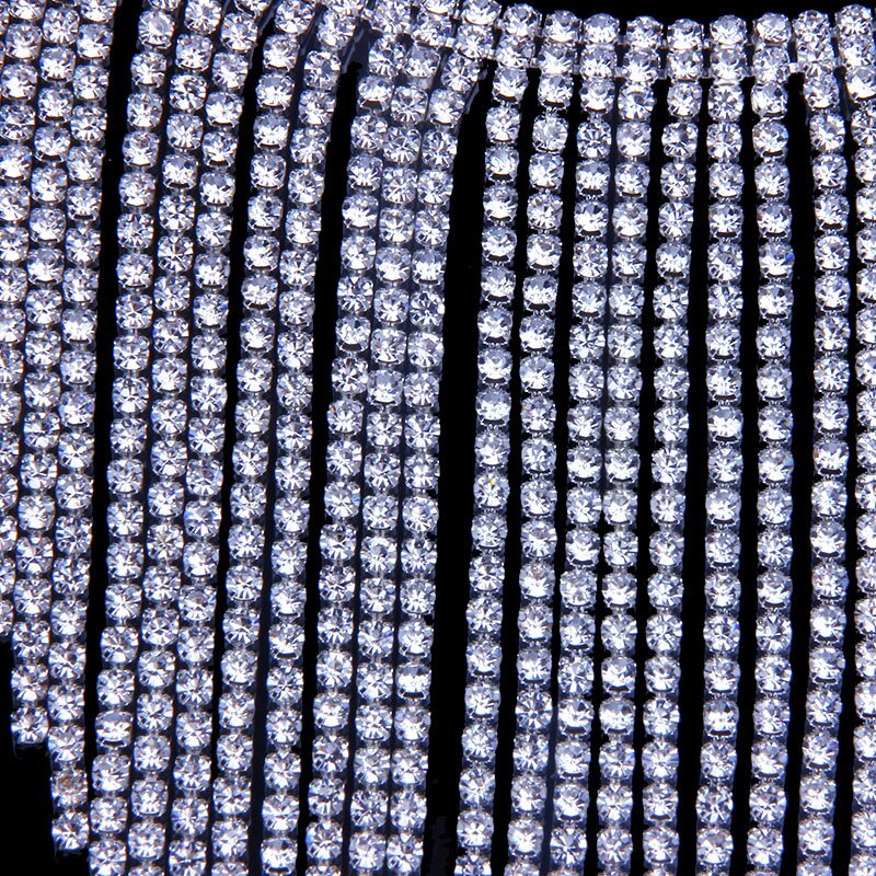 Stonefans Ethnic Long Tassel Choker Necklace Rhinestone Jewelry for Women Bohemian Geometric Crystal Statement Necklace Collar
